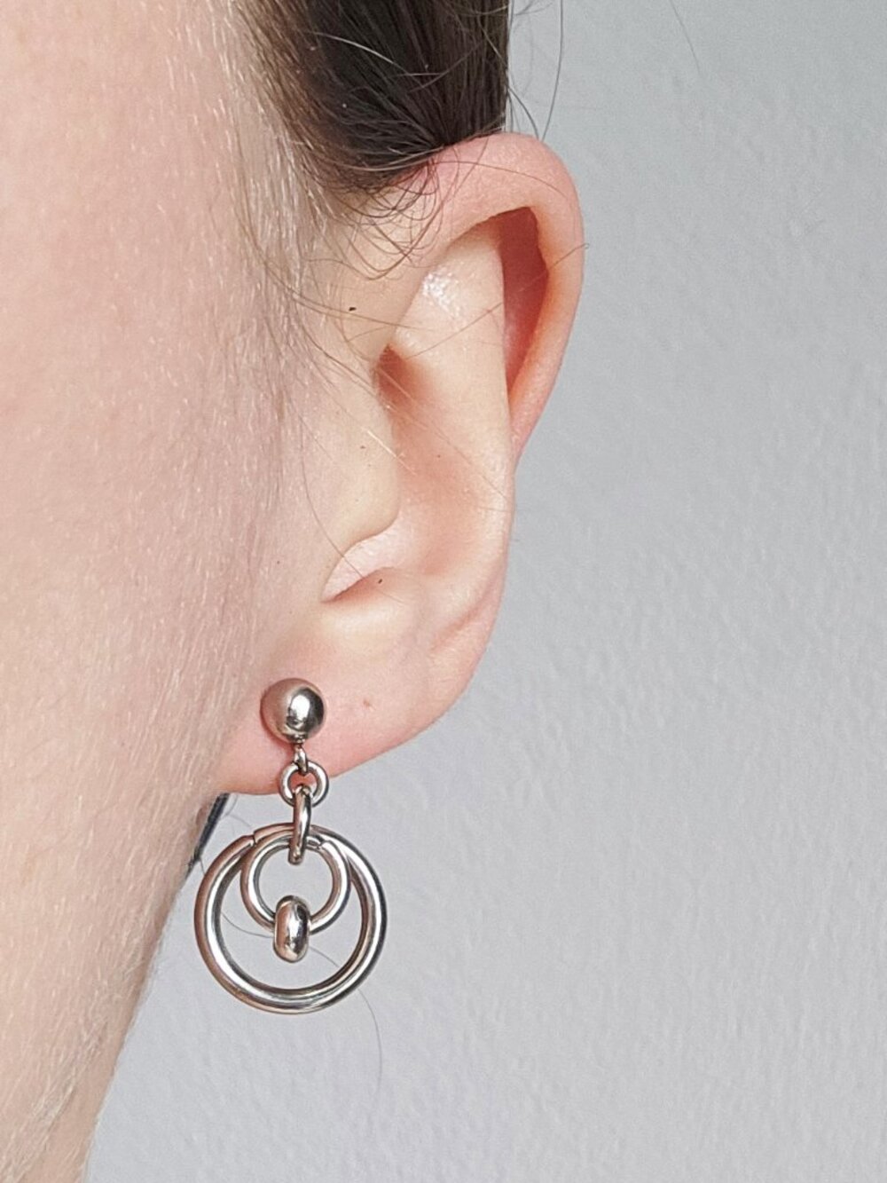 Vintage silver double hoop earrings